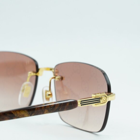 🕶️ New Gucci GG1221S 004 Sunglasses - Gold Frame, Red Gradient Lenses - Picture 11 of 13